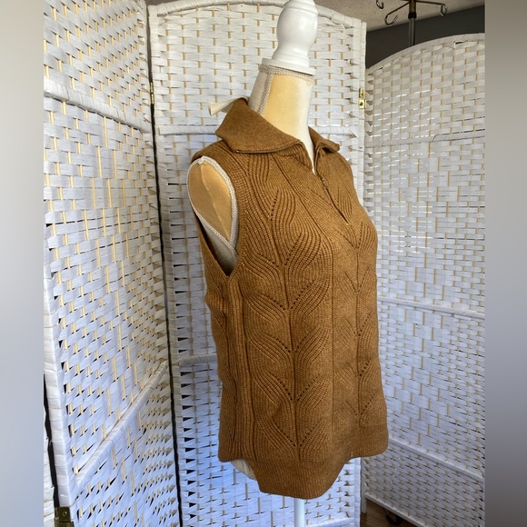 NWT Hem & Thread SWEETHEART KNIT ZIPPERED VEST Orange/Rust Color - Picture 6 of 9